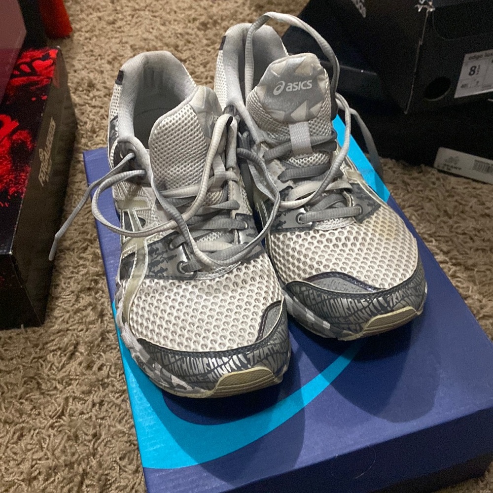 White and Silver ASICS